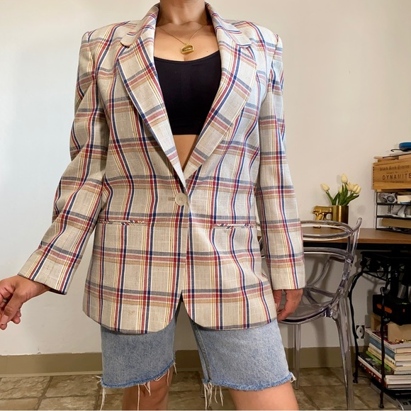 Country Sophisticated by Pendleton Vintage Plaid One Button Blazer Jacket - Picture 1 of 8